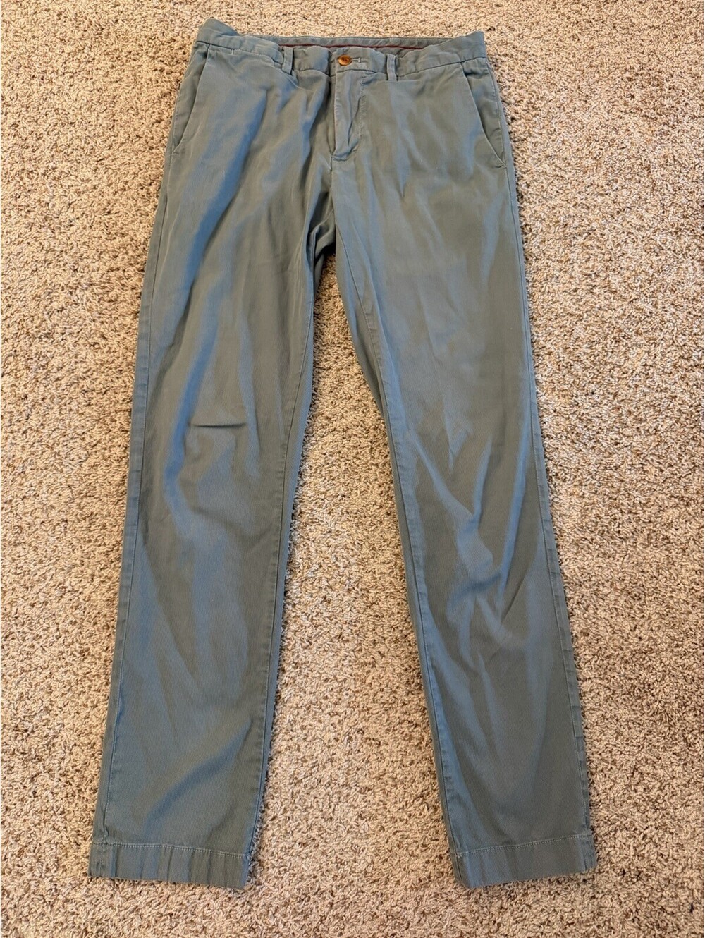 Brooks Brothers Red Fleece Chinos Pants 31x30 Faded Sage Green Flat Front Preppy